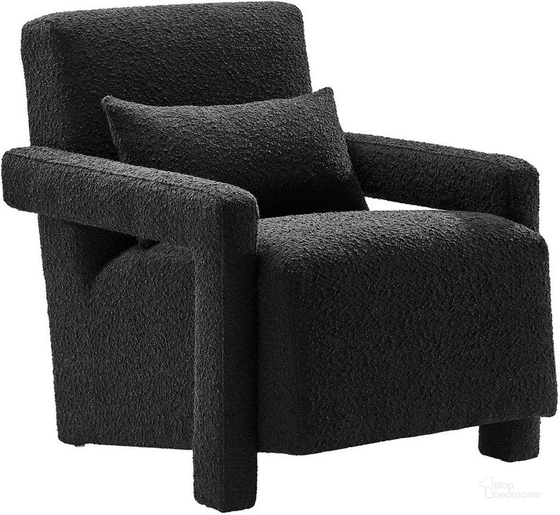 The appearance of Mirage Boucle Upholstered Armchair In Black designed by Modway in the modern / contemporary interior design. This black piece of furniture  was selected by 1StopBedrooms from Mirage Collection to add a touch of cosiness and style into your home. Sku: EEI-6475-BLK. Product Type: Living Room Chair. Material: Plywood. Image1