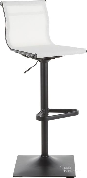The appearance of Mirage Contemporary Barstool In Black Metal And White Mesh Fabric designed by Lumisource in the modern / contemporary interior design. This black and white piece of furniture  was selected by 1StopBedrooms from Mirage Collection to add a touch of cosiness and style into your home. Sku: BS-MIRAGE BKW. Material: Fabric. Product Type: Barstool. Image1