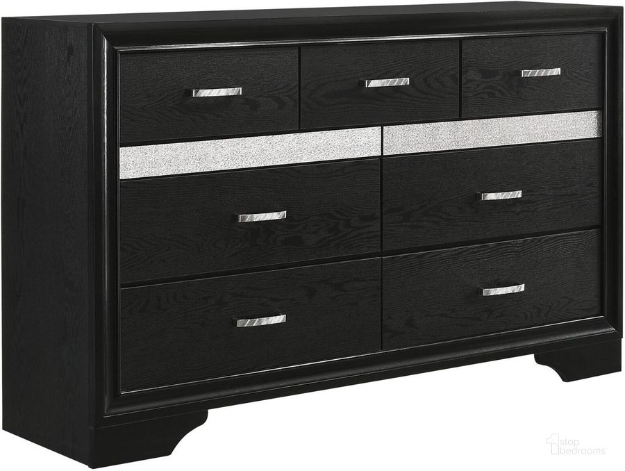 The appearance of Miranda Black Dresser designed by Coaster in the modern / contemporary interior design. This black piece of furniture  was selected by 1StopBedrooms from Miranda Collection to add a touch of cosiness and style into your home. Sku: 206363. Material: Wood. Product Type: Dresser. Image1