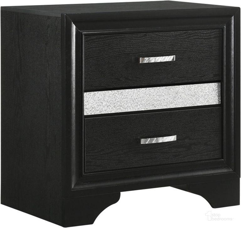 The appearance of Miranda Black Night Stand designed by Coaster in the modern / contemporary interior design. This black piece of furniture  was selected by 1StopBedrooms from Miranda Collection to add a touch of cosiness and style into your home. Sku: 206362. Material: Wood. Product Type: Nightstand. Image1
