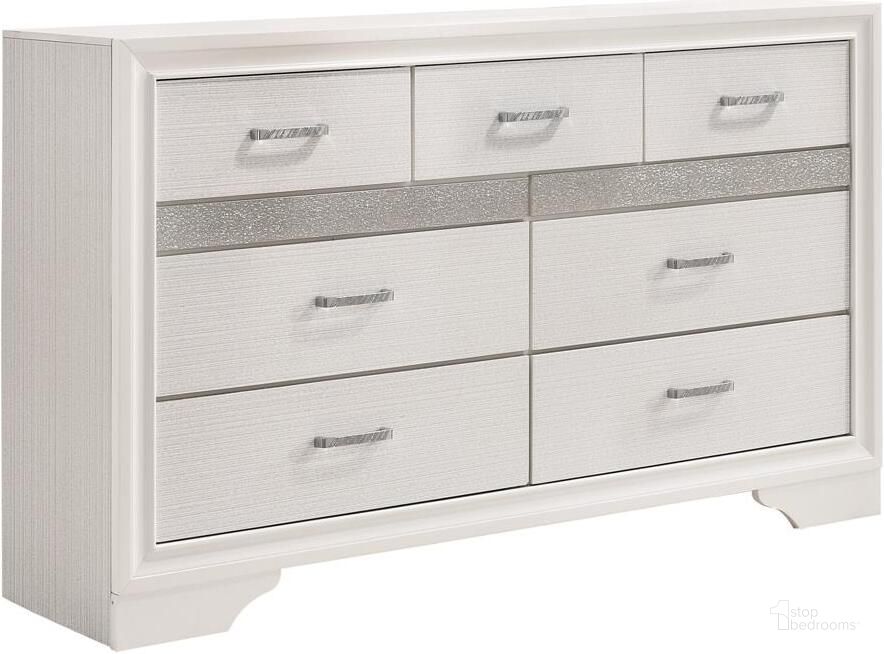 The appearance of Miranda White Dresser designed by Coaster in the modern / contemporary interior design. This white piece of furniture  was selected by 1StopBedrooms from Miranda Collection to add a touch of cosiness and style into your home. Sku: 205113. Material: Wood. Product Type: Dresser. Image1