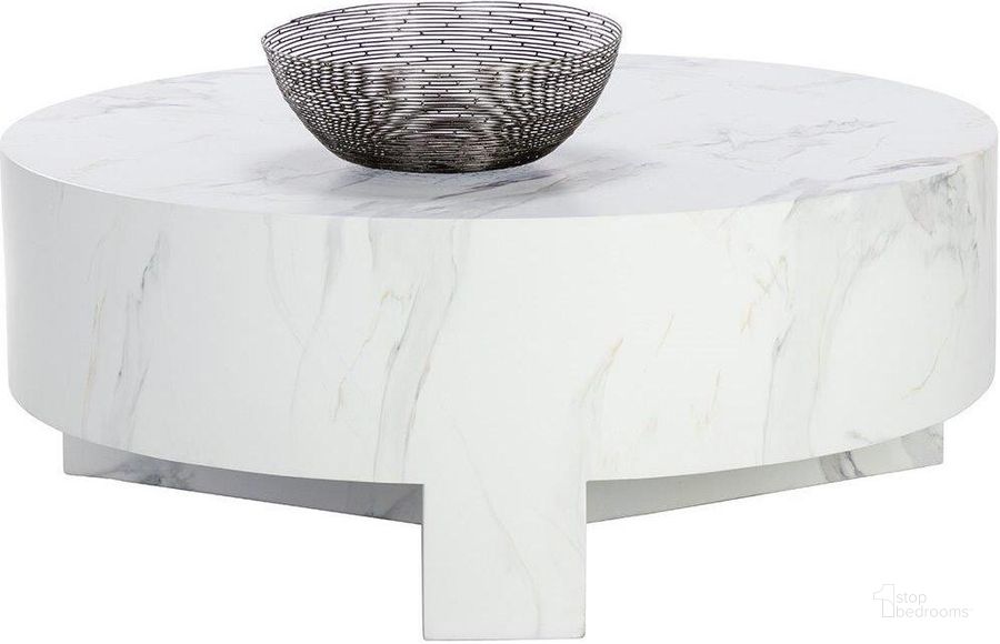 The appearance of Mirella Coffee Table designed by Sunpan in the modern / contemporary interior design. This white piece of furniture  was selected by 1StopBedrooms from Mirella Collection to add a touch of cosiness and style into your home. Sku: 110474. Product Type: Coffee Table. Material: Concrete. Image1