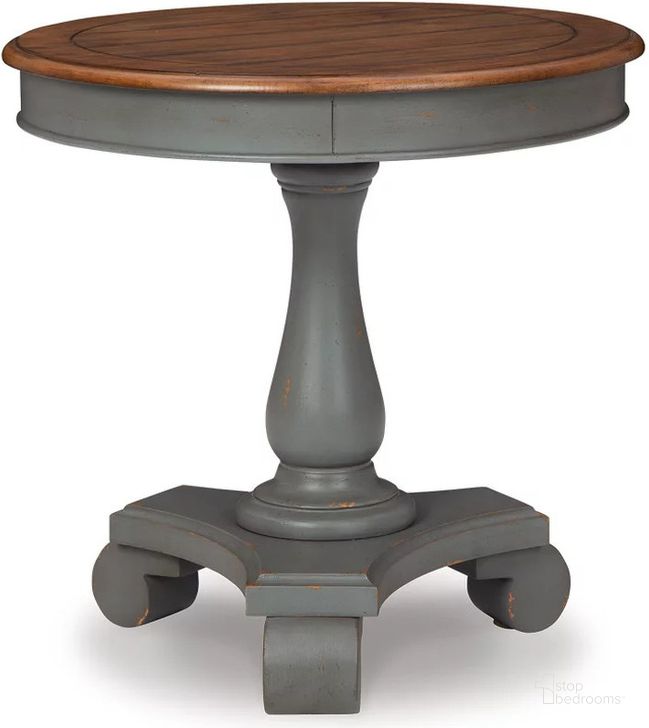 The appearance of Mirimyn Gray/Brown Accent Table designed by Signature Design by Ashley in the transitional interior design. This gray/brown piece of furniture  was selected by 1StopBedrooms from Mirimyn Collection to add a touch of cosiness and style into your home. Sku: A4000380. Material: Wood. Product Type: Accent Table. Image1