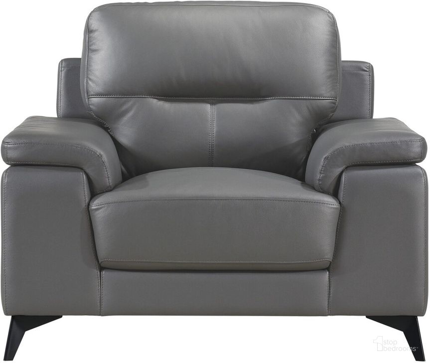 The appearance of Mischa Dark Gray Leather Chair designed by Homelegance in the modern / contemporary interior design. This gray piece of furniture  was selected by 1StopBedrooms from Mischa Collection to add a touch of cosiness and style into your home. Sku: 9514DGY-1. Material: Wood. Product Type: Living Room Chair. Image1
