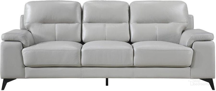 The appearance of Mischa Silver Gray Leather Sofa designed by Homelegance in the modern / contemporary interior design. This gray piece of furniture  was selected by 1StopBedrooms from Mischa Collection to add a touch of cosiness and style into your home. Sku: 9514SVE-3. Material: Leather. Product Type: Sofa. Image1
