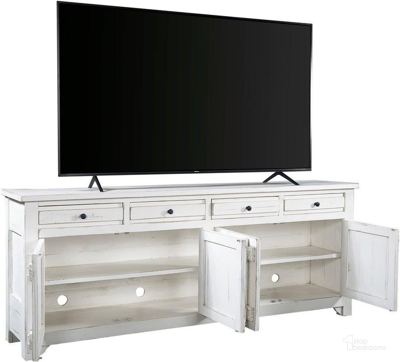 The appearance of Missionia White TV Stand and TV Console 0qb24530503 designed by Polished Pine in the country / farmhouse interior design. This white piece of furniture  was selected by 1StopBedrooms from Missionia Collection to add a touch of cosiness and style into your home. Sku: I358-284-WWT. Material: Wood. Product Type: TV Console. Image1