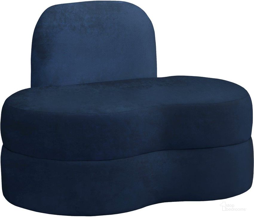 The appearance of Mitzy Navy Velvet Chair designed by Meridian in the modern / contemporary interior design. This navy velvet piece of furniture  was selected by 1StopBedrooms from Mitzy Collection to add a touch of cosiness and style into your home. Sku: 606Navy-C. Product Type: Living Room Chair. Material: Velvet. Image1
