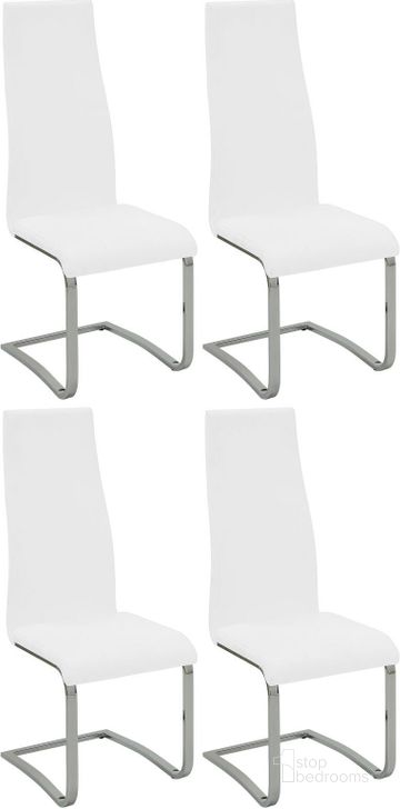 The appearance of Mix and Match White Dining Chair Set of 4 designed by Coaster in the modern / contemporary interior design. This white piece of furniture  was selected by 1StopBedrooms from Modern Collection to add a touch of cosiness and style into your home. Sku: 100515WHT. Product Type: Dining Chair. Material: Vinyl. Image1
