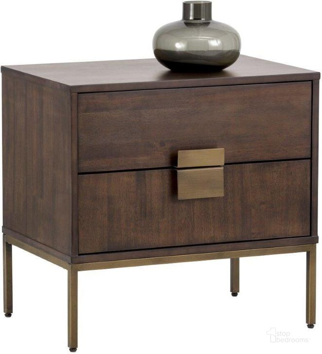 The appearance of Mixt Jade Antique Brass Nightstand designed by Sunpan in the modern / contemporary interior design. This brown piece of furniture  was selected by 1StopBedrooms from Mixt Collection to add a touch of cosiness and style into your home. Sku: 102922. Material: Wood. Product Type: Nightstand. Image1