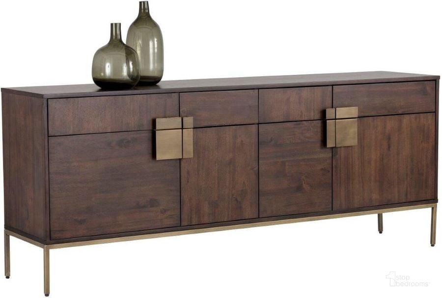 The appearance of Mixt Jade Antique Brass Sideboard designed by Sunpan in the modern / contemporary interior design. This brown piece of furniture  was selected by 1StopBedrooms from Mixt Collection to add a touch of cosiness and style into your home. Sku: 102927. Material: Wood. Product Type: Buffets, Sideboards and Server. Image1