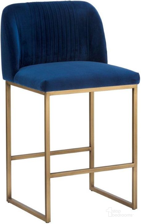 The appearance of Mixt Nevin Midnight Blue Counter Stool designed by Sunpan in the transitional interior design. This blue piece of furniture  was selected by 1StopBedrooms from Nevin Collection to add a touch of cosiness and style into your home. Sku: 105087. Material: Fabric. Product Type: Barstool. Image1