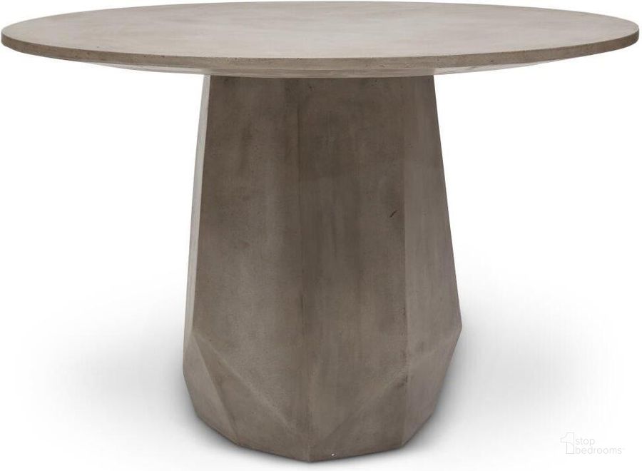The appearance of Mixx Kristal 47 Inch Dining Table In Dark Grey designed by Urbia in the modern / contemporary interior design. This dark grey piece of furniture  was selected by 1StopBedrooms from Mixx Collection to add a touch of cosiness and style into your home. Sku: VGS-KRIS-DT-47. Table Base Style: Pedestal. Table Top Shape: Round. Product Type: Dining Table. Material: Concrete. Size: 47". Image1