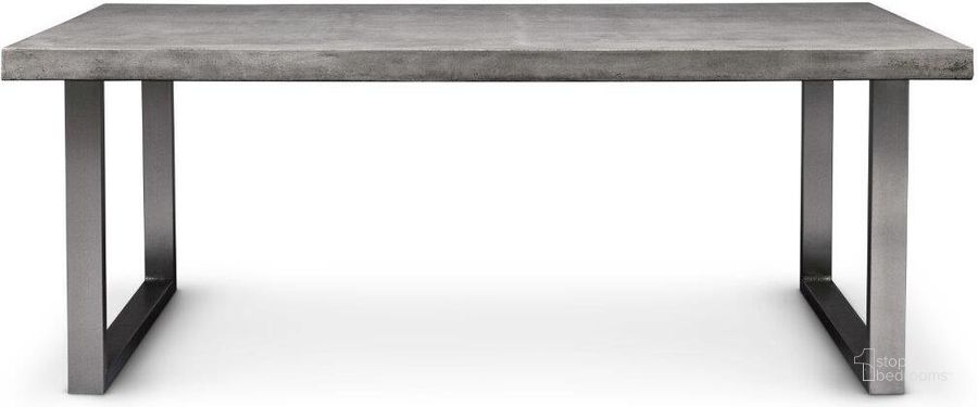 The appearance of Mixx Miller Dining Table In Brushed Stainless Steel Frame And Dark Grey Top designed by Urbia in the modern / contemporary interior design. This dark grey piece of furniture  was selected by 1StopBedrooms from Mixx Collection to add a touch of cosiness and style into your home. Sku: VGS-MILLER-G-DT. Table Base Style: Double Pedestal. Product Type: Dining Table. Table Top Shape: Rectangular. Material: Stainless Steel. Size: 83". Image1