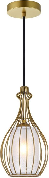 The appearance of Miya 1 Light Brass Pendant designed by Elegant Lighting in the transitional interior design. This brass piece of furniture  was selected by 1StopBedrooms from Miya Collection to add a touch of cosiness and style into your home. Sku: LD2419BR. Product Type: Pendant Lighting. Material: Iron. Image1
