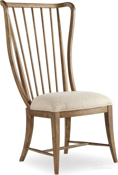 The appearance of Sanctuary Brown Tall Spindle Side Chair Set of 2 designed by Hooker in the transitional interior design. This beige piece of furniture  was selected by 1StopBedrooms from Sanctuary Collection to add a touch of cosiness and style into your home. Sku: 5401-75410. Material: Fabric. Product Type: Side Chair. Image1