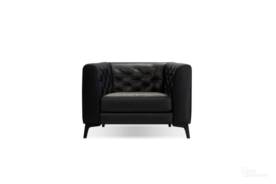 The appearance of Dalton Vintage Black Leather Accent Chair designed by Mobital in the modern / contemporary interior design. This black piece of furniture  was selected by 1StopBedrooms from Dalton Collection to add a touch of cosiness and style into your home. Sku: LCH-DALT-BLVI-PCBLA. Material: Wood. Product Type: Accent Chair. Image1
