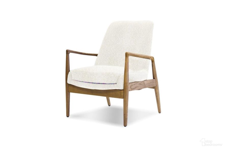 The appearance of Reynolds Ash Wood Frame And Cream Boucle Fabric Lounge Chair designed by Mobital in the modern / contemporary interior design. This cream piece of furniture  was selected by 1StopBedrooms from Reynolds Collection to add a touch of cosiness and style into your home. Sku: LCH-REYN-ASHW-CRBO. Product Type: Lounge Chair. Material: Solid Pine. Image1
