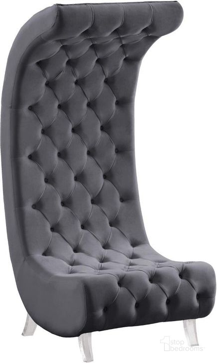 The appearance of Modena Cress Grey Velvet Accent Chair designed by Furnique in the modern / contemporary interior design. This grey piece of furniture  was selected by 1StopBedrooms from Modena Cress Collection to add a touch of cosiness and style into your home. Sku: 568Grey-C. Product Type: Accent Chair. Material: Velvet. Image1