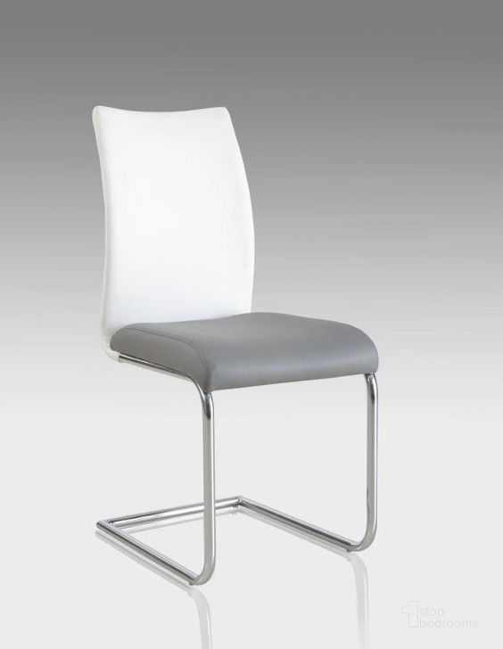 The appearance of Modern 2 Tone Contour Back Cantilever Side Chair  Set of 4 designed by Chintaly Imports in the modern / contemporary interior design. This chrome piece of furniture  was selected by 1StopBedrooms from Jane Collection to add a touch of cosiness and style into your home. Sku: JANE-SC-2TONE. Material: Faux Leather. Product Type: Side Chair. Image1