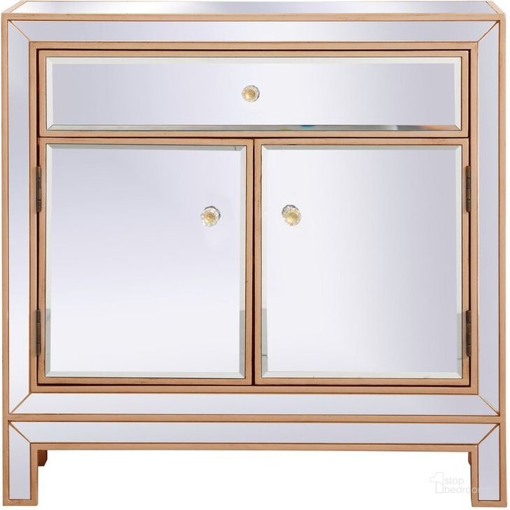 The appearance of Modern 29 Inch Mirrored Cabinet In Antique Gold designed by Elegant Lighting in the transitional interior design. This antique gold piece of furniture  was selected by 1StopBedrooms from Modern Collection to add a touch of cosiness and style into your home. Sku: MF71034G. Product Type: Cabinet. Image1