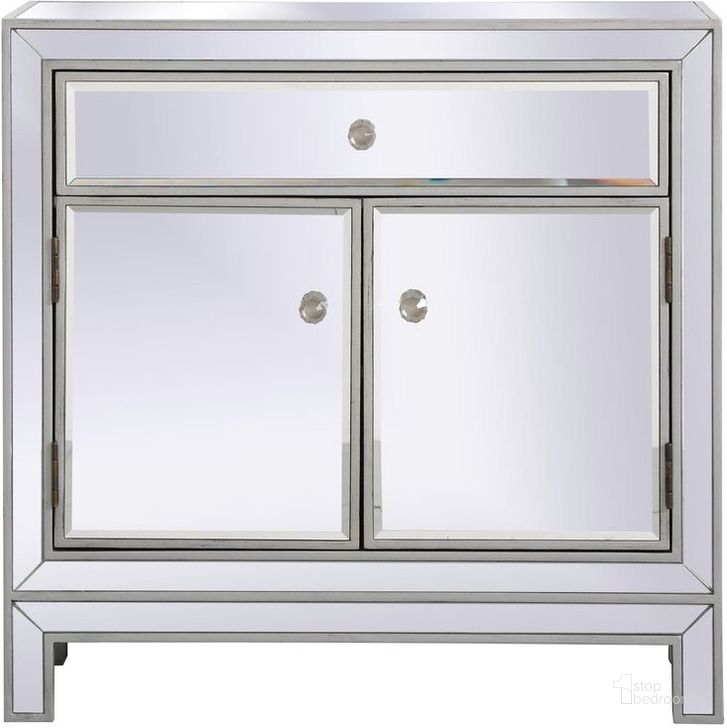 The appearance of Modern 29 Inch Mirrored Cabinet In Antique Silver designed by Elegant Lighting in the transitional interior design. This antique silver piece of furniture  was selected by 1StopBedrooms from Modern Collection to add a touch of cosiness and style into your home. Sku: MF71034S. Product Type: Cabinet. Image1