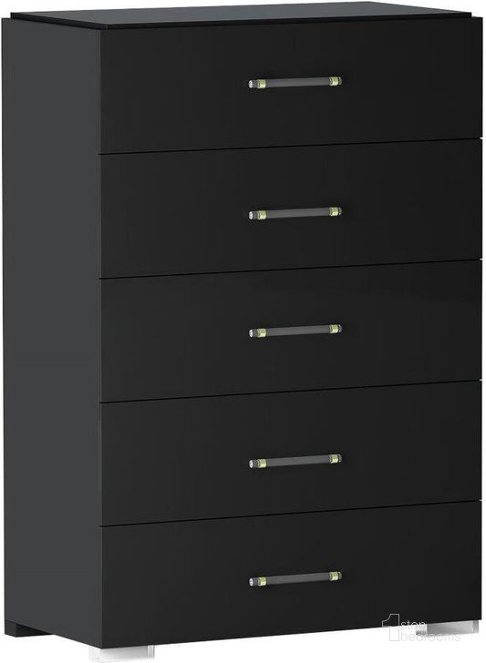 The appearance of Modern 5 Drawer Gloss Black Bedroom Chest designed by Chintaly Imports in the modern / contemporary interior design. This gloss black piece of furniture  was selected by 1StopBedrooms from  to add a touch of cosiness and style into your home. Sku: FLORENCE-CHT. Product Type: Chest.
