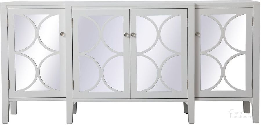The appearance of Modern 72 Inch Mirrored Credenza In White designed by Elegant Lighting in the transitional interior design. This white piece of furniture  was selected by 1StopBedrooms from Modern Collection to add a touch of cosiness and style into your home. Sku: MF82111WH. Product Type: Credenza. Image1