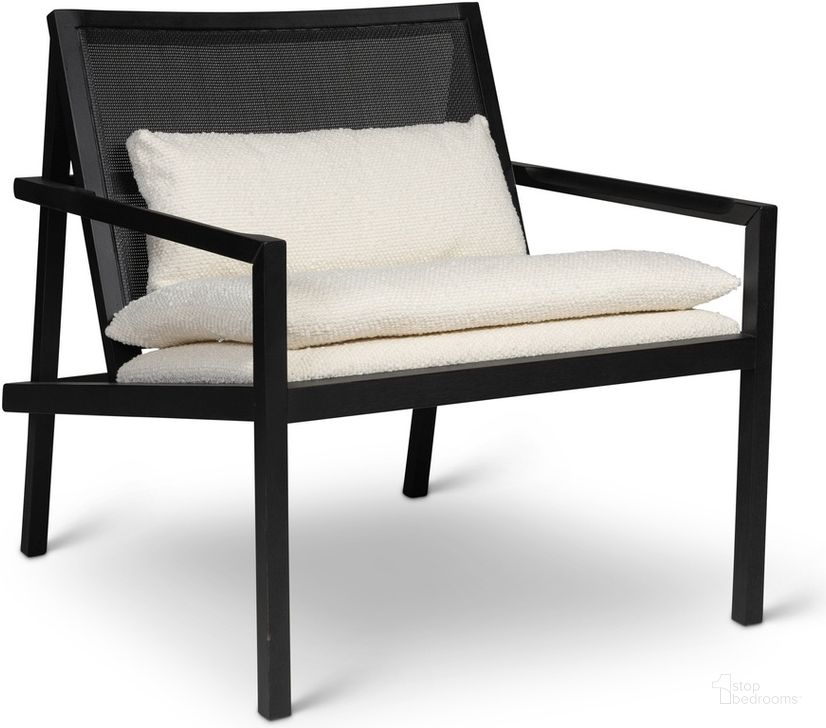 The appearance of Modern Brazilian Barra Cane Lounge Chair In Boucle Ivory Upholstery, Black Frame and Black Cane Webbing designed by Urbia in the modern / contemporary interior design. This ivory/black piece of furniture  was selected by 1StopBedrooms from Modern Brazilian Collection to add a touch of cosiness and style into your home. Sku: BMJ-72627-08. Product Type: Lounge Chair. Material: Engineered Wood. Image1