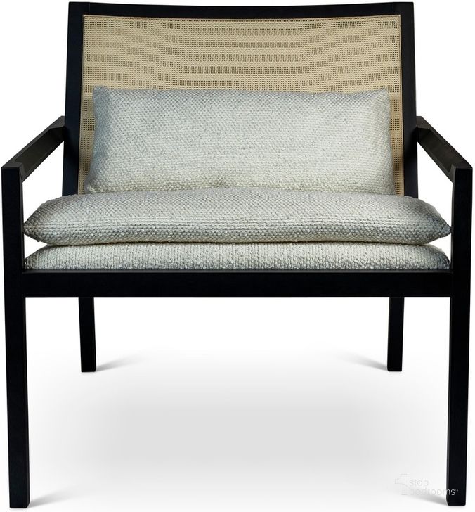 The appearance of Modern Brazilian Barra Cane Lounge Chair In Boucle Ivory Upholstery, Black Frame and Natural Cane Webbing designed by Urbia in the modern / contemporary interior design. This ivory piece of furniture  was selected by 1StopBedrooms from Modern Brazilian Collection to add a touch of cosiness and style into your home. Sku: BMJ-72627-06. Product Type: Lounge Chair. Material: Engineered Wood. Image1