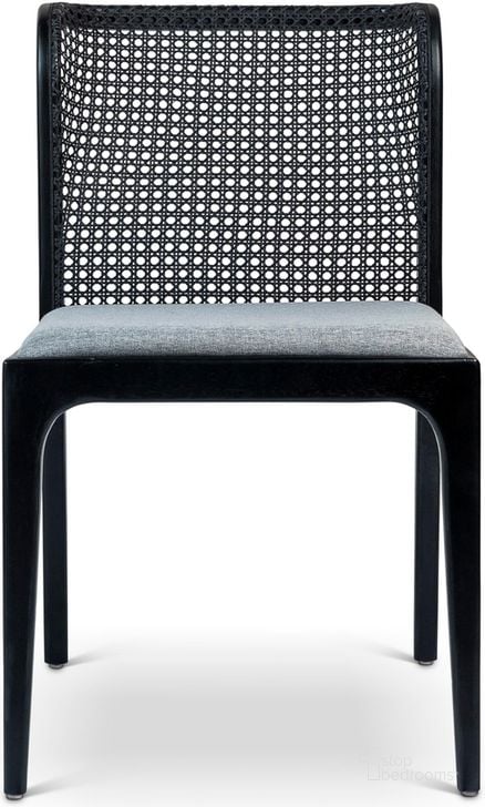 The appearance of Modern Brazilian Eloa Cane Side Chair In Essence Grey Seat, Ebano Frame and Ebano Cane Webbing designed by Urbia in the modern / contemporary interior design. This grey piece of furniture  was selected by 1StopBedrooms from Modern Brazilian Collection to add a touch of cosiness and style into your home. Sku: BSM-208081-04. Product Type: Side Chair. Material: Engineered Wood. Image1
