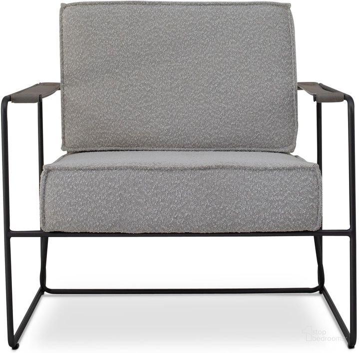 The appearance of Modern Brazilian Sampa Arm Chair In Boucle Crafted Glaze Upholstery, Graphite Frame and Pebble Leather Armrest designed by Urbia in the modern / contemporary interior design. This graphite piece of furniture  was selected by 1StopBedrooms from Modern Brazilian Collection to add a touch of cosiness and style into your home. Sku: BSM-123921-04. Material: Steel. Product Type: Accent Chair. Image1