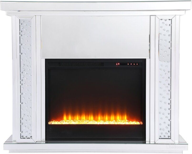 The appearance of Modern Clear Mantle With Fireplace MF9901-F2 designed by Elegant Lighting in the modern / contemporary interior design. This clear piece of furniture  was selected by 1StopBedrooms from Modern Collection to add a touch of cosiness and style into your home. Sku: MF9901-F2. Material: MDF. Product Type: Fireplaces and Mantel. Image1