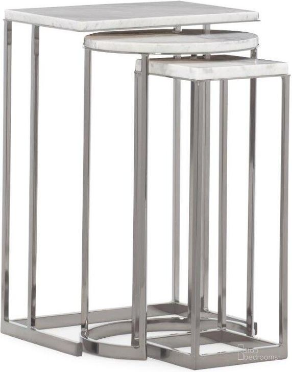 The appearance of Caracole Modern Expressions Exposition Nesting End Tables designed by Caracole in the transitional interior design. This silver piece of furniture  was selected by 1StopBedrooms from Modern Expressions Collection to add a touch of cosiness and style into your home. Sku: M121-420-471. Material: Metal. Product Type: Nesting Table. Image1
