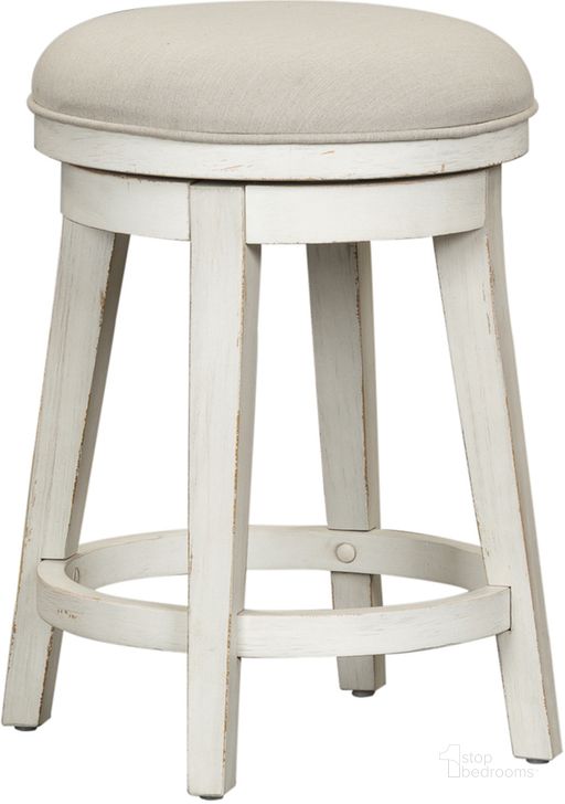The appearance of Modern Farmhouse Console Swivel Stool In White designed by Liberty in the country / farmhouse interior design. This white piece of furniture  was selected by 1StopBedrooms from Modern Farmhouse Collection to add a touch of cosiness and style into your home. Sku: 406W-OT9003. Product Type: Stool. Material: Poplar. Image1