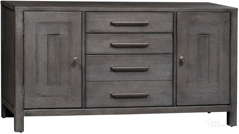 The appearance of Modern Farmhouse Credenza (Dusty Charcoal) designed by Liberty in the transitional interior design. This charcoal piece of furniture  was selected by 1StopBedrooms from Modern Farmhouse Collection to add a touch of cosiness and style into your home. Sku: 406-HO120. Material: Wood. Product Type: Credenza. Image1