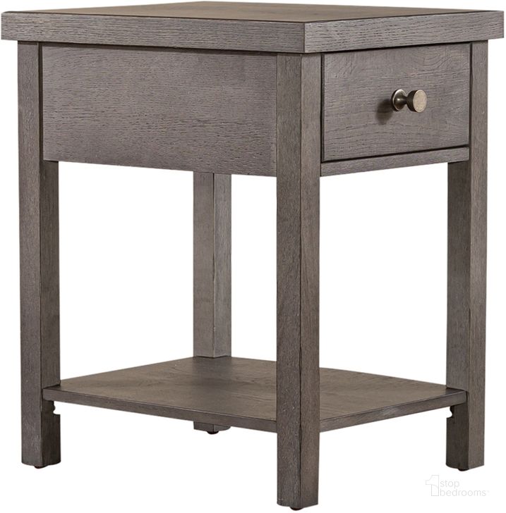 The appearance of Modern Farmhouse Drawer Chair Side Table designed by Liberty in the country / farmhouse interior design. This charcoal piece of furniture  was selected by 1StopBedrooms from Modern Farmhouse Collection to add a touch of cosiness and style into your home. Sku: 406-OT1023. Product Type: Side Table. Material: Poplar. Image1
