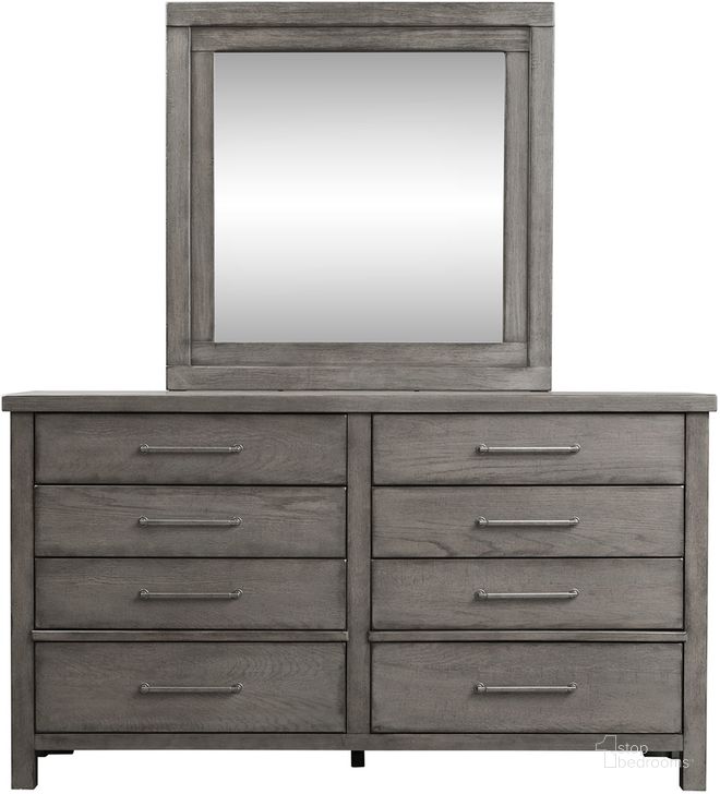 The appearance of Modern Farmhouse Dresser And Mirror In Dark Gray designed by Liberty in the country / farmhouse interior design. This dark gray piece of furniture  was selected by 1StopBedrooms from Modern Farmhouse Collection to add a touch of cosiness and style into your home. Sku: 406-BR31;406-BR51. Product Type: Dresser and Mirror. Material: Poplar. Image1