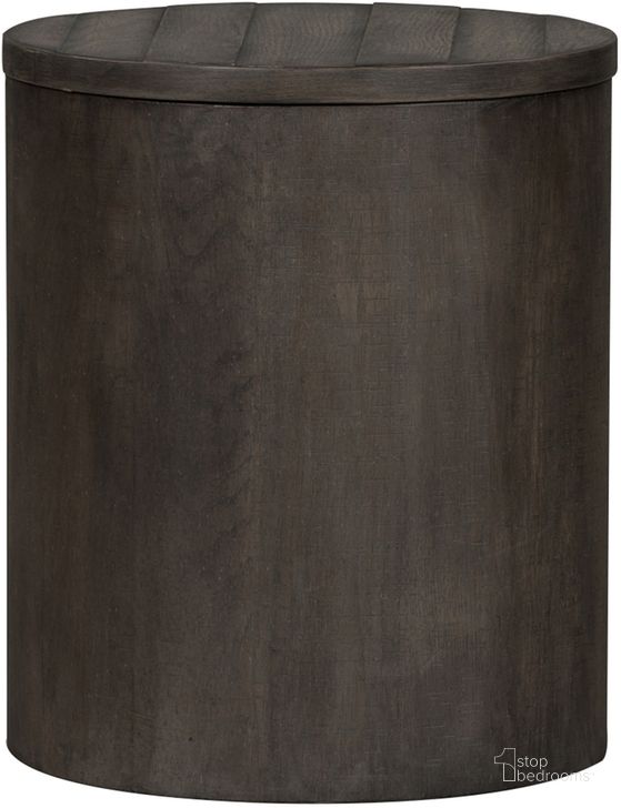 The appearance of Modern Farmhouse Dusty Charcoal Drum End Table designed by Liberty in the modern / contemporary interior design. This gray piece of furniture  was selected by 1StopBedrooms from Modern Farmhouse Collection to add a touch of cosiness and style into your home. Sku: 406-OT1021. Material: Wood. Product Type: End Table. Image1