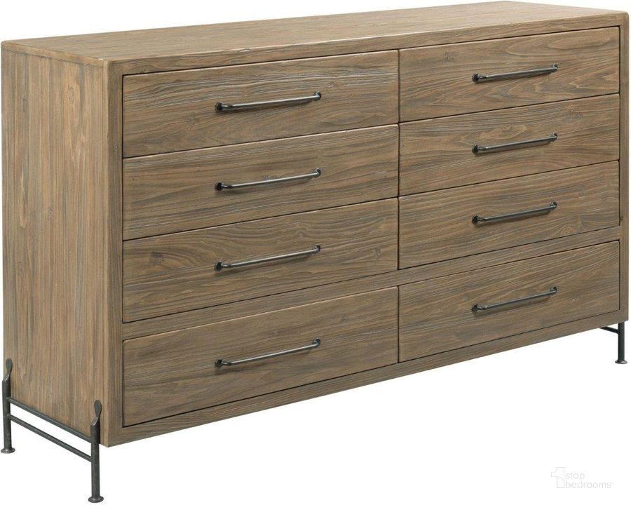 The appearance of Modern Forge Light Stain Amity Drawer Dresser designed by Kincaid in the transitional interior design. This brown piece of furniture  was selected by 1StopBedrooms from Modern Forge Collection to add a touch of cosiness and style into your home. Sku: 944-130. Material: Wood. Product Type: Dresser. Image1