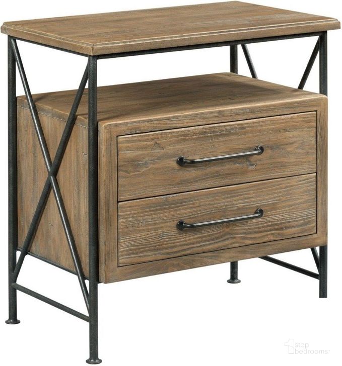 The appearance of Modern Forge Light Stain Crockett 2 Drawer Nightstand designed by Kincaid in the transitional interior design. This brown piece of furniture  was selected by 1StopBedrooms from Modern Forge Collection to add a touch of cosiness and style into your home. Sku: 944-420. Material: Wood. Product Type: Nightstand. Image1