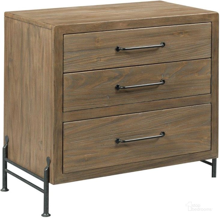 The appearance of Modern Forge Light Stain Smithville 3 Drawer Nightstand designed by Kincaid in the transitional interior design. This brown piece of furniture  was selected by 1StopBedrooms from Modern Forge Collection to add a touch of cosiness and style into your home. Sku: 944-421. Material: Wood. Product Type: Nightstand. Image1
