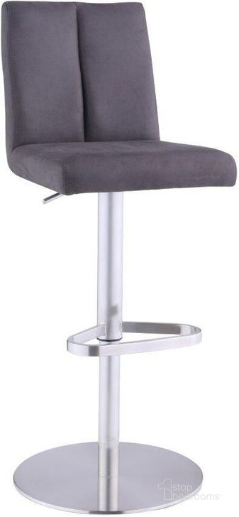 The appearance of Modern High Back Pneumatic-Adjustable Stool designed by Chintaly Imports in the modern / contemporary interior design. This brushed steel piece of furniture  was selected by 1StopBedrooms from  to add a touch of cosiness and style into your home. Sku: 1713-AS-BRW. Product Type: Barstool. Image1