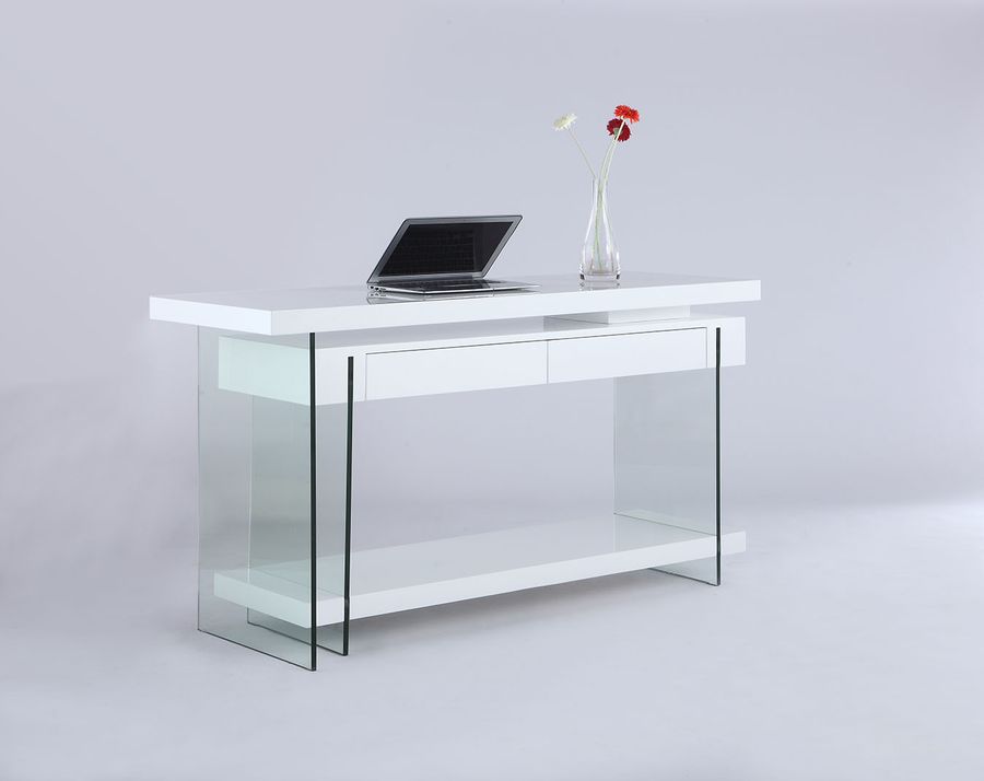 The appearance of Modern Rotatable Glass & Wooden Desk W/Drawers & Shelf 6920-DSK designed by Chintaly Imports in the modern / contemporary interior design. This clear piece of furniture  was selected by 1StopBedrooms from  to add a touch of cosiness and style into your home. Sku: 6920-DSK. Material: Wood. Product Type: Desk. Image1