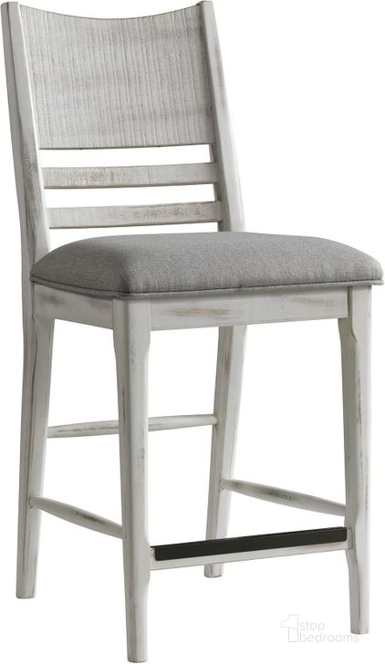 The appearance of Modern Rustic Weathered White Panel Back Bar Stool Set Of 2 designed by Intercon in the modern / contemporary interior design. This gray piece of furniture  was selected by 1StopBedrooms from Modern Rustic Collection to add a touch of cosiness and style into your home. Sku: MR-BS-530C-WWH-K24. Product Type: Barstool. Image1