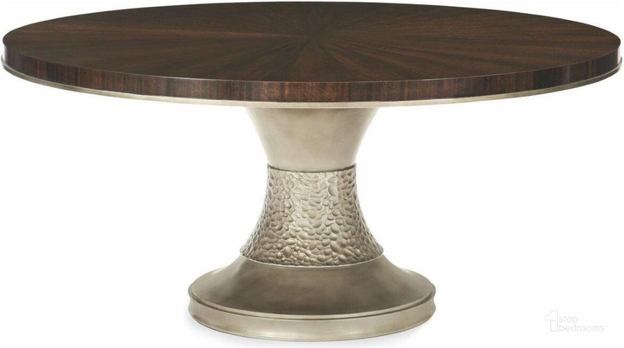 The appearance of Caracole Modern Streamline Round Dining Table designed by Caracole in the modern / contemporary interior design. This brown and gold piece of furniture  was selected by 1StopBedrooms from Modern Streamline Collection to add a touch of cosiness and style into your home. Sku: M022-417-202T;M022-417-202B. Table Base Style: Pedestal. Table Top Shape: Round. Material: Wood. Product Type: Dining Table. Size: 64". Image1