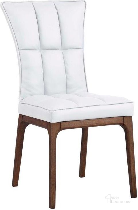 The appearance of Modern Tufted Side Chair with Solid Wood Frame Set of 2 PEGGY-SC-WAL-WHT designed by Chintaly Imports in the modern / contemporary interior design. This walnut and white piece of furniture  was selected by 1StopBedrooms from  to add a touch of cosiness and style into your home. Sku: PEGGY-SC-WAL-WHT. Material: Wood. Product Type: Side Chair. Image1