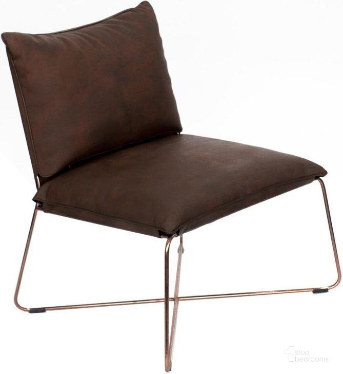 The appearance of Moderne Lounge Chair In Dark Brown Leather designed by Padmas Plantation in the industrial interior design. This dark brown piece of furniture  was selected by 1StopBedrooms from Moderne Collection to add a touch of cosiness and style into your home. Sku: MOD01-LEA. Product Type: Lounge Chair. Material: Iron. Image1