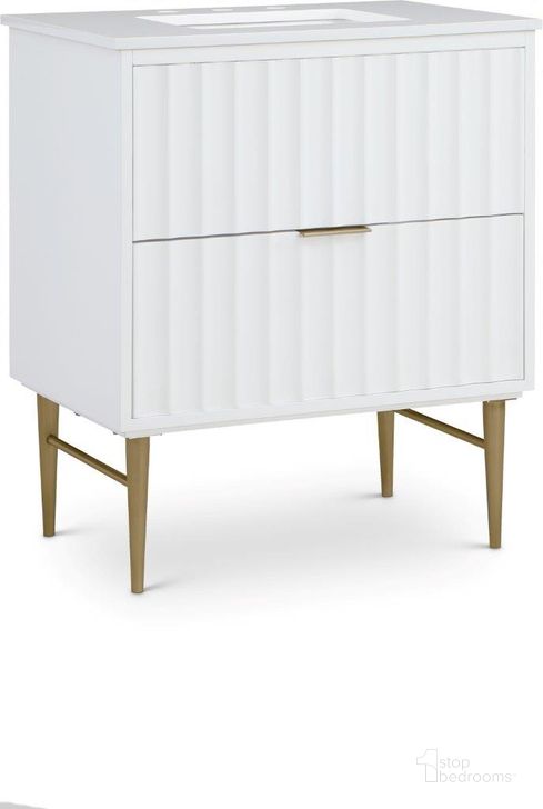 The appearance of Modernist White Bathroom Vanity 401White-30 designed by Meridian in the modern / contemporary interior design. This white piece of furniture  was selected by 1StopBedrooms from Modernist Collection to add a touch of cosiness and style into your home. Sku: 401White-30. Material: Wood. Product Type: Bathroom Vanity. Image1