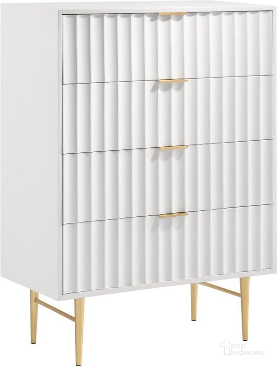 The appearance of Modernist White Gloss Chest 801White-CH designed by Meridian in the modern / contemporary interior design. This white and gold piece of furniture  was selected by 1StopBedrooms from Modernist Collection to add a touch of cosiness and style into your home. Sku: 801White-CH. Material: Steel. Product Type: Chest. Image1