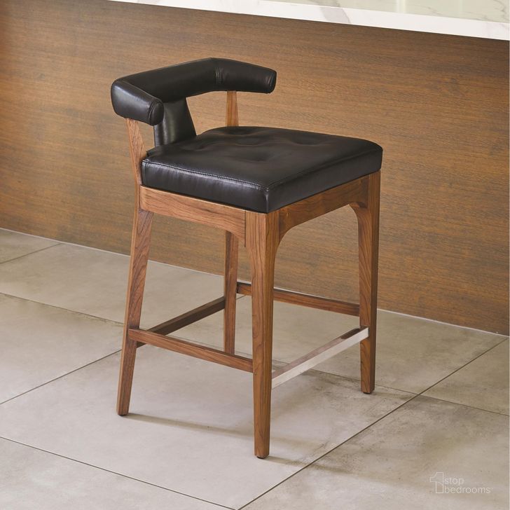 The appearance of Moderno Counter Stool In Black Marble Leather designed by Global Views in the modern / contemporary interior design. This black piece of furniture  was selected by 1StopBedrooms from Moderno Collection to add a touch of cosiness and style into your home. Sku: 2580. Material: Leather. Product Type: Barstool. Image1